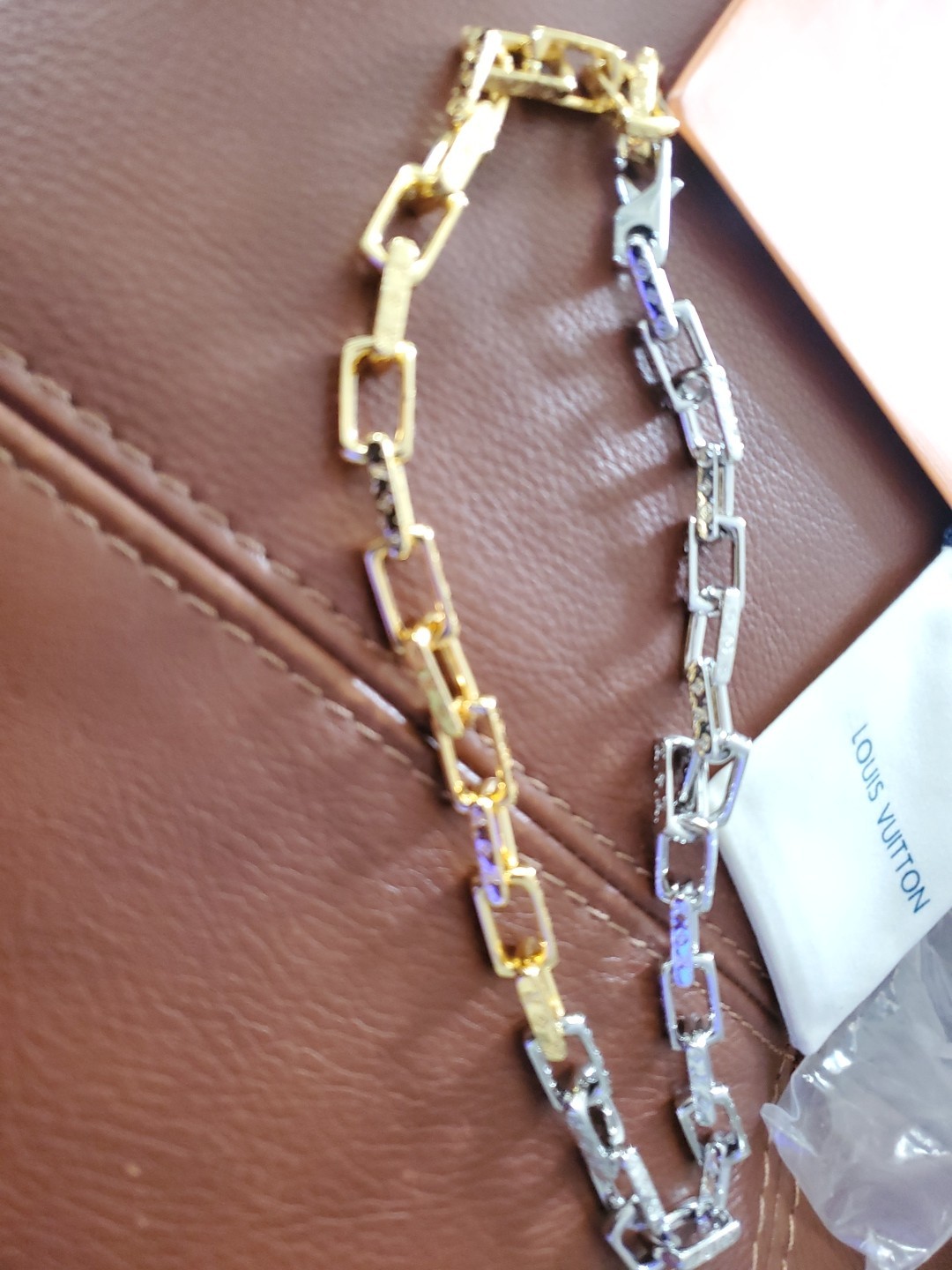 LOUIS VUITTON 20″ Chain Monogram Chain MENS Colorful Beautiful Unworn 2 Tones