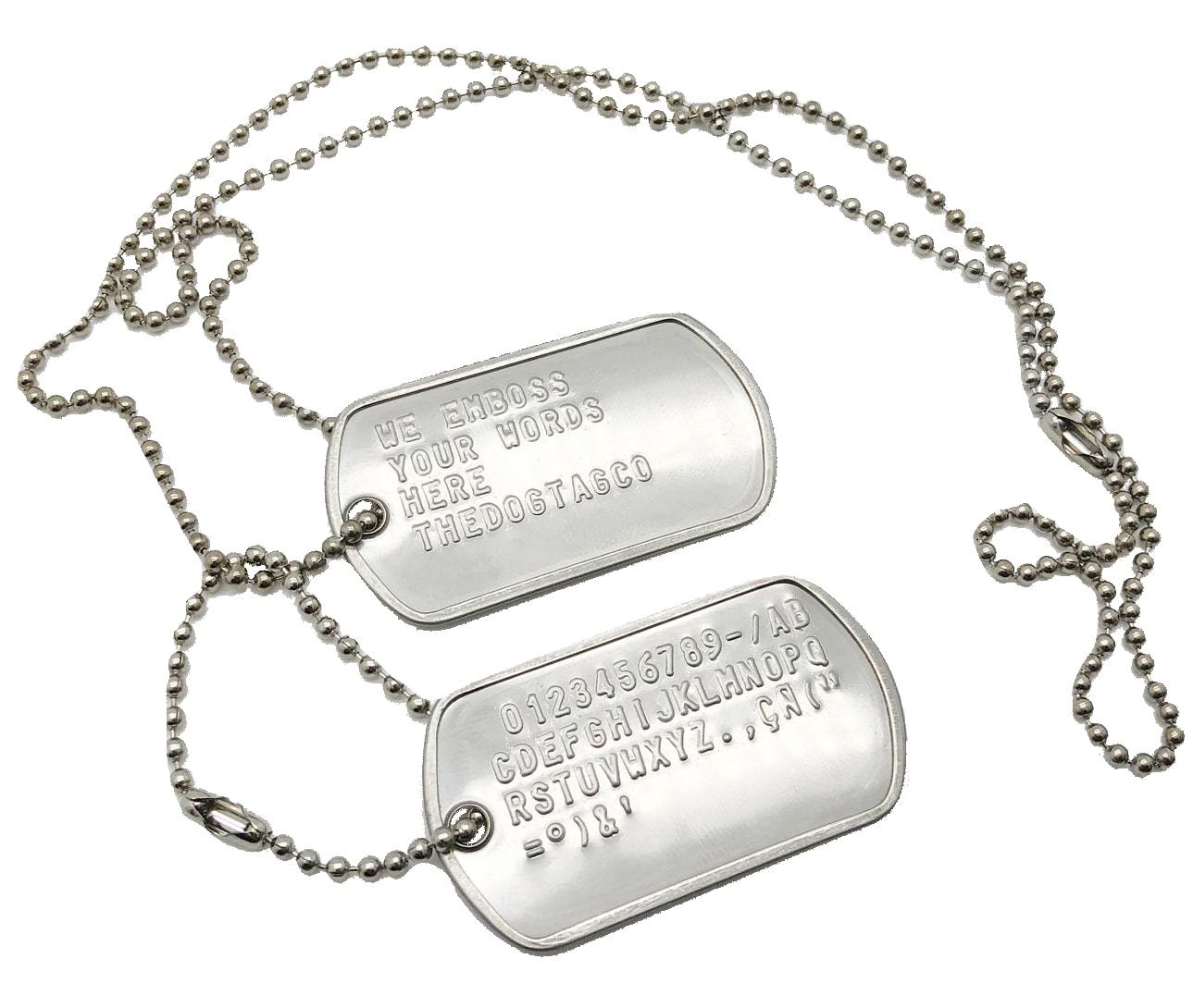 PAIR SET U.S. PERSONALISED STAINLESS STEEL ARMY MILITARY DOG TAGS -THEDOGTAGCO