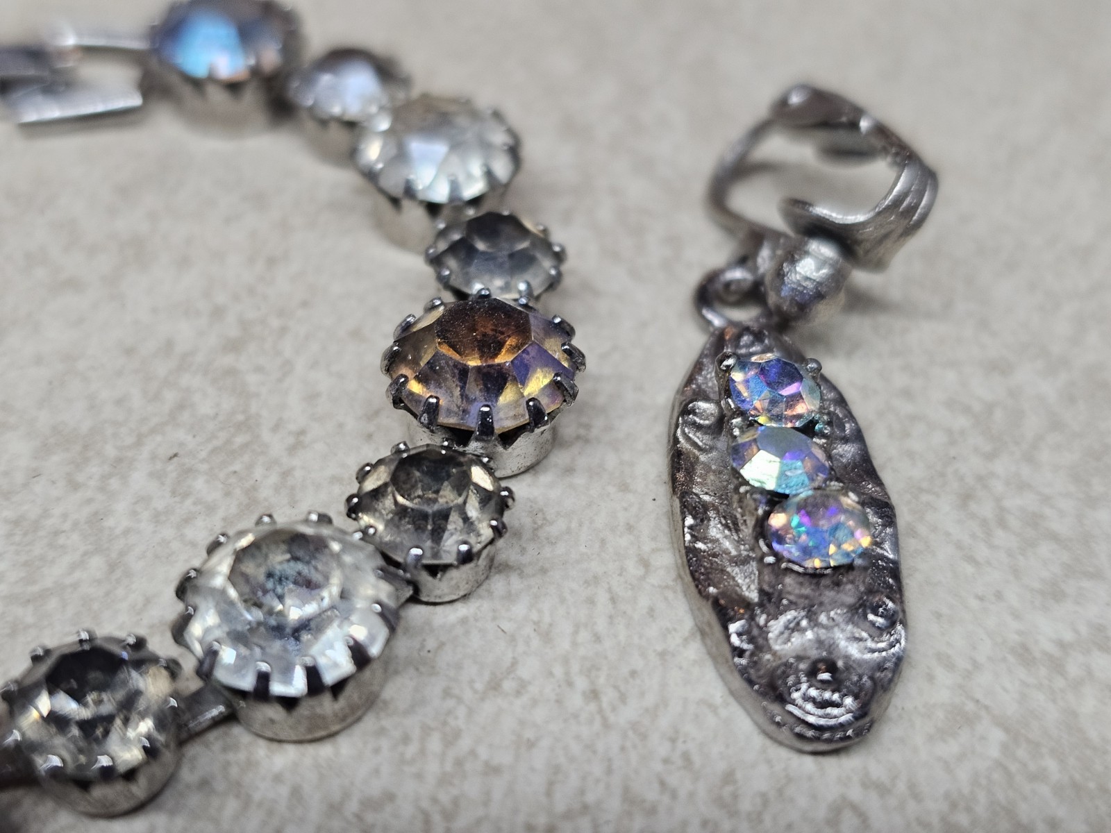 Authentic 1950s WEISS Iridescent AB Crystal 3-Piece Jewelry Set