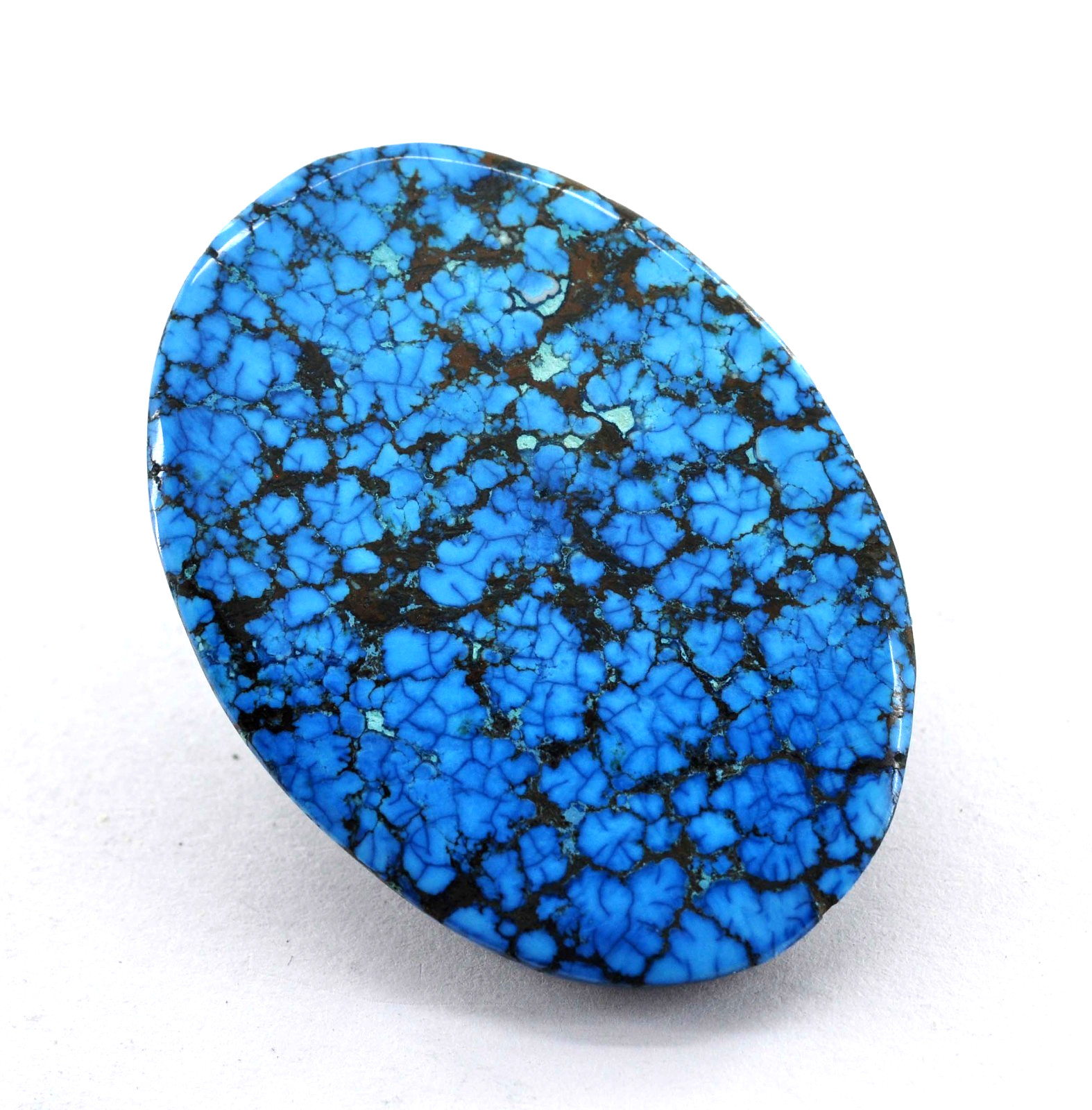 GIE Certified 78 Ct Natural Spiderweb Turquoise Blue Oval Cut Loose Gemstone