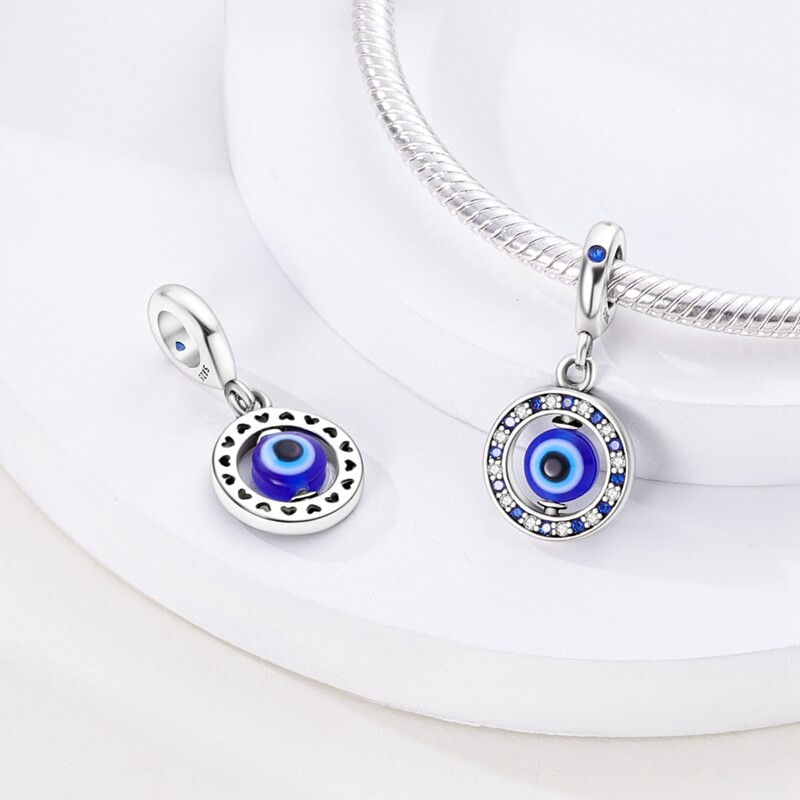 MULA European Silver Plated Charm Blue AAA CZ Rotating eyes For Women Bracelet