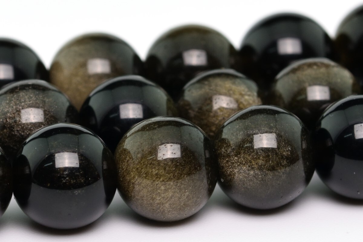 Natural Golden Sheen Obsidian Grade AAA Round Gemstone Loose Beads 6/8/10MM