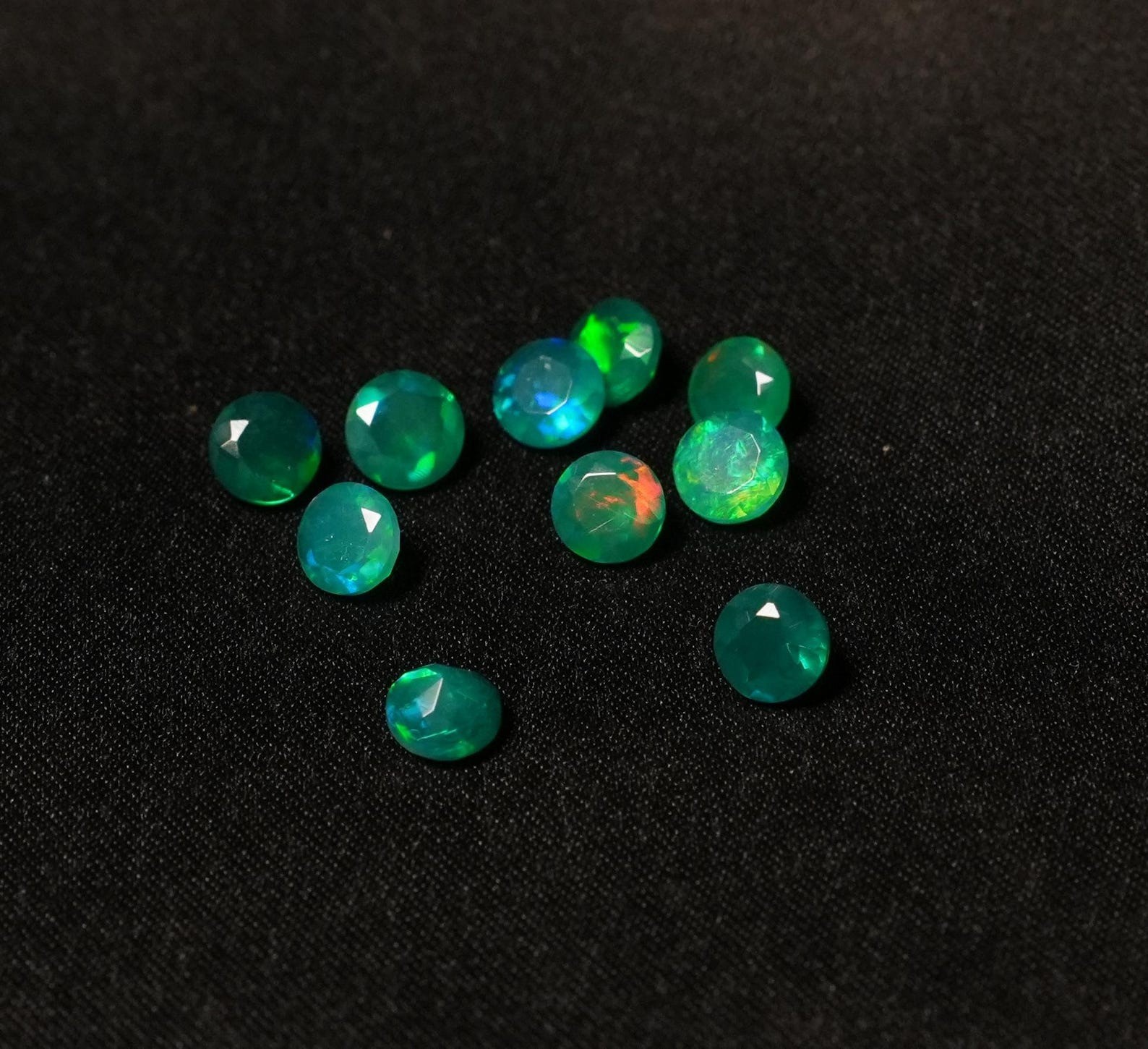Natural Green Ethopian Opal Round Faceted Cut 3mm To 10mm Loose Gemstone