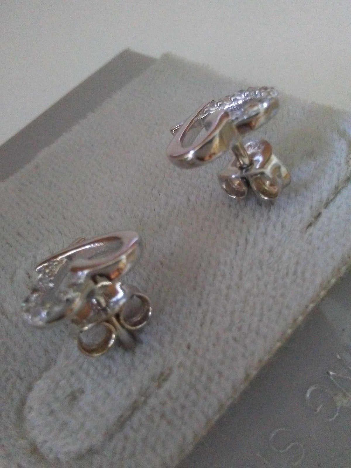 .925 STERLING SILVER Heart Earrings Micro paved cubic zirconia CZ new item