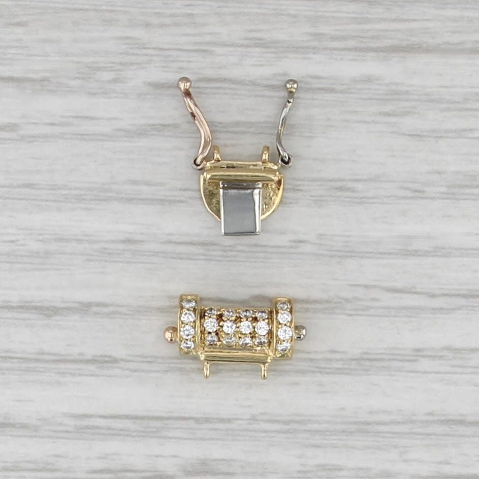 0.19ctw Diamond Box Clasp 18k Yellow Gold Jewelry Making Findings
