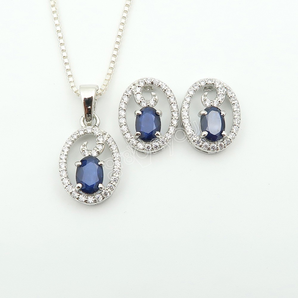 Artisan-Made Perfection | Real Blue SAPPHIRE 925 Sterling Silver Jewellery Set