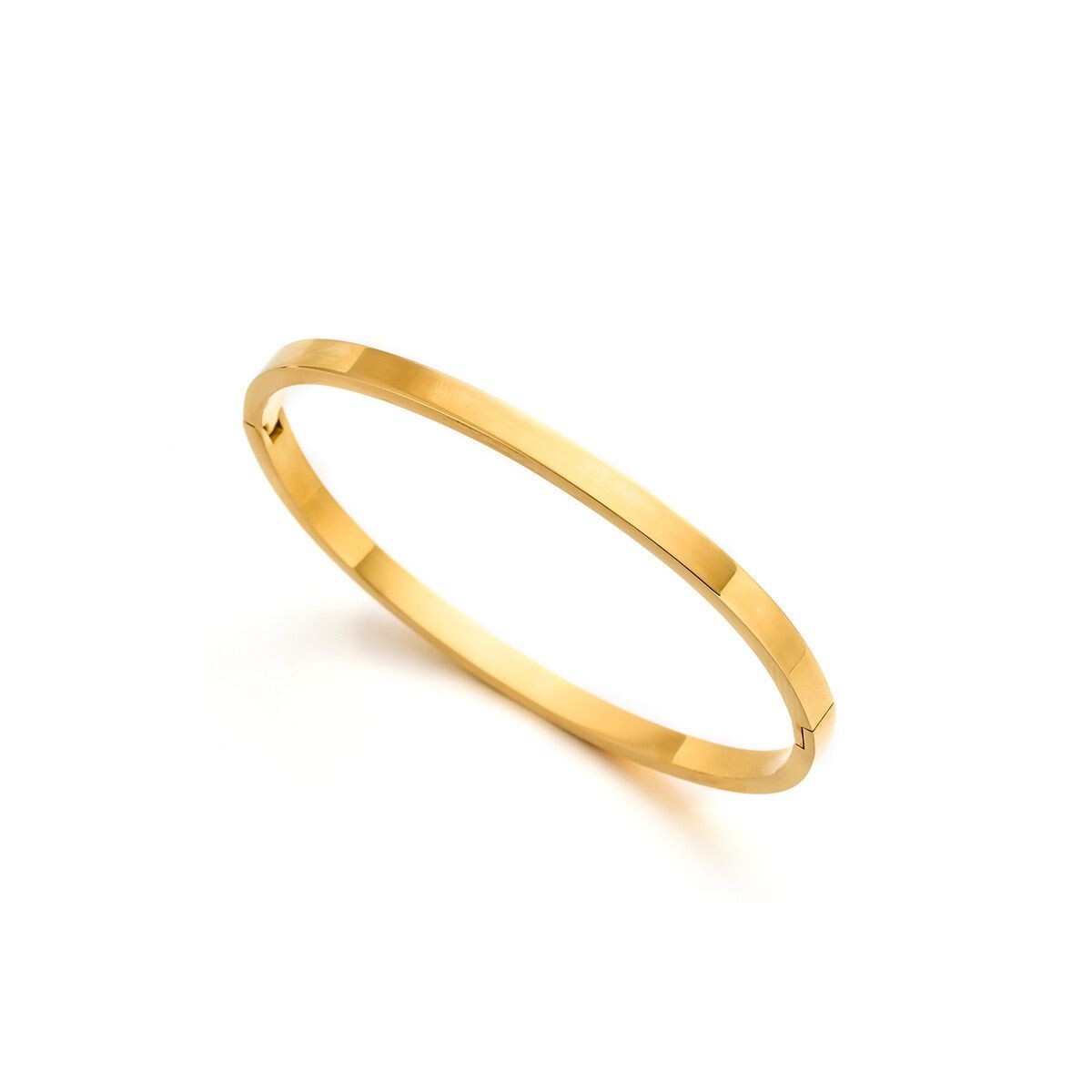Classic 4mm Woman 18k Gold Plated Stainless Steel Polish Bracelet Bangle Cuff