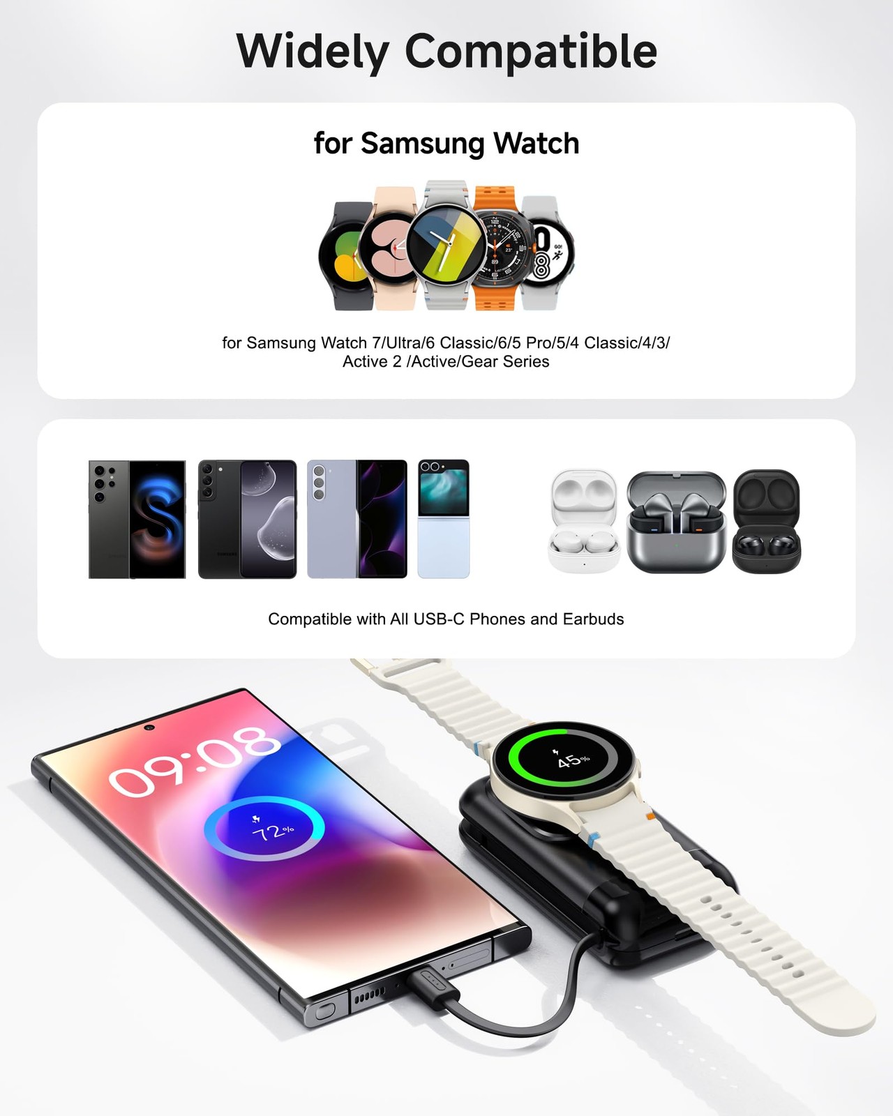 Portable Watch Charger for Samsung Galaxy Watch8/8Classic/Ultra (2025)/7/Ultr…