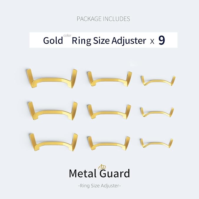 9 Pack Metal Ring Size Adjusters, Gold/Silver Ring Guards for Loose Rings