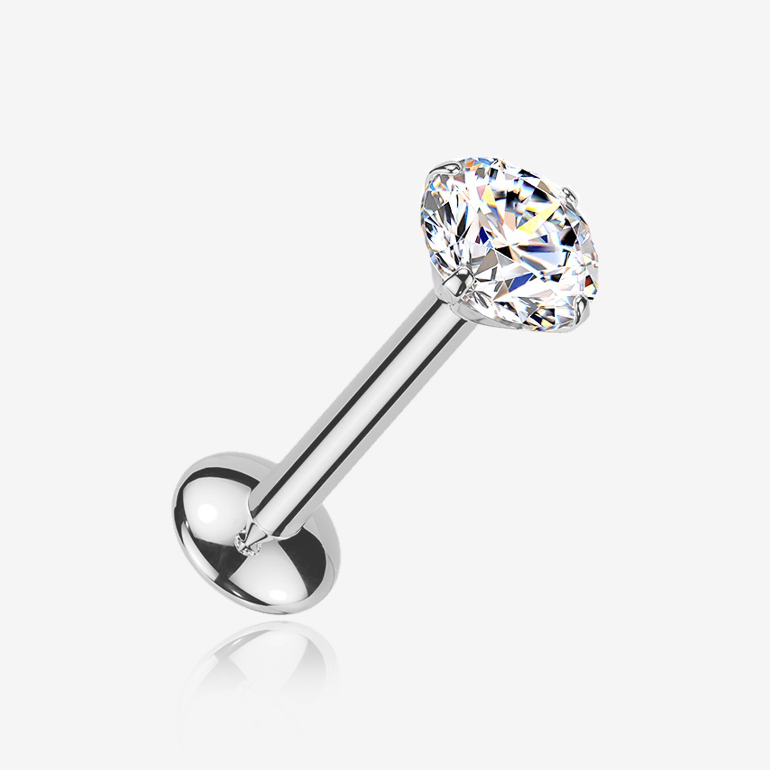 Implant Grade Titanium OneFit Threadless Moissanite Sparkle Flat Back Labret