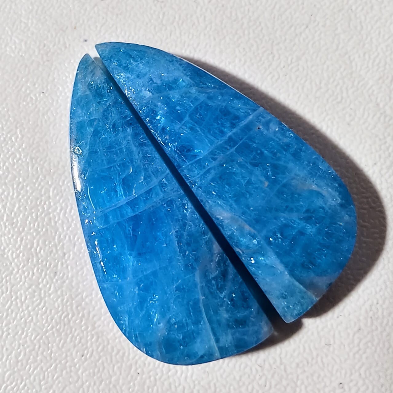 26.80 Cts Natural Blue Apatite Match Pair Cabochon Gemstone 28 X 10.6 MM 4