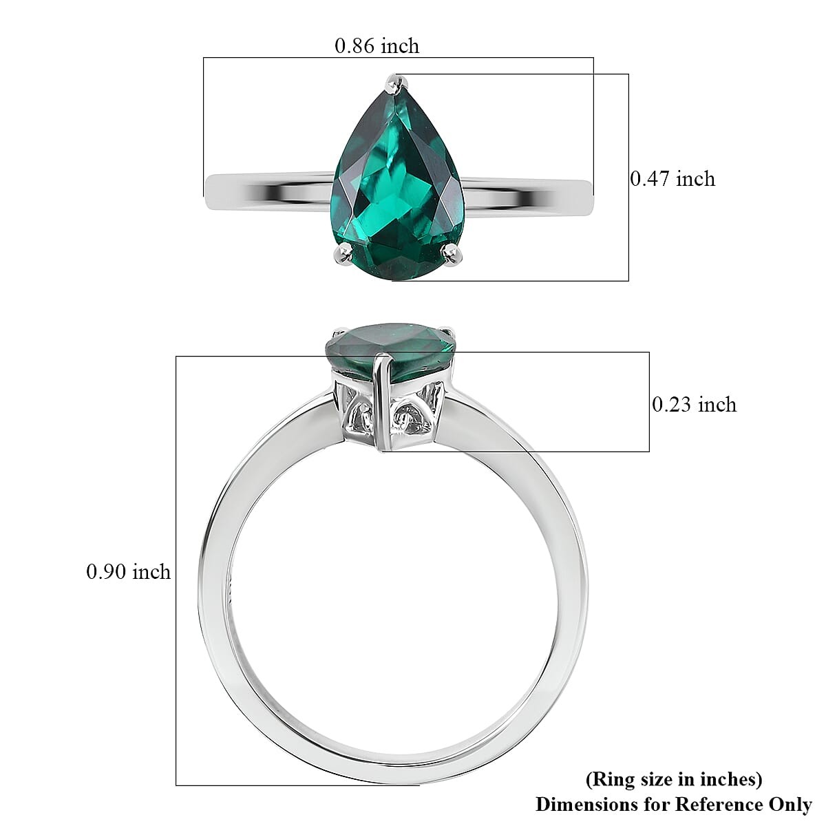 AAA Lab Grown Emerald 1.65 ctw Solitaire Ring in 10K White Gold Size 9.0
