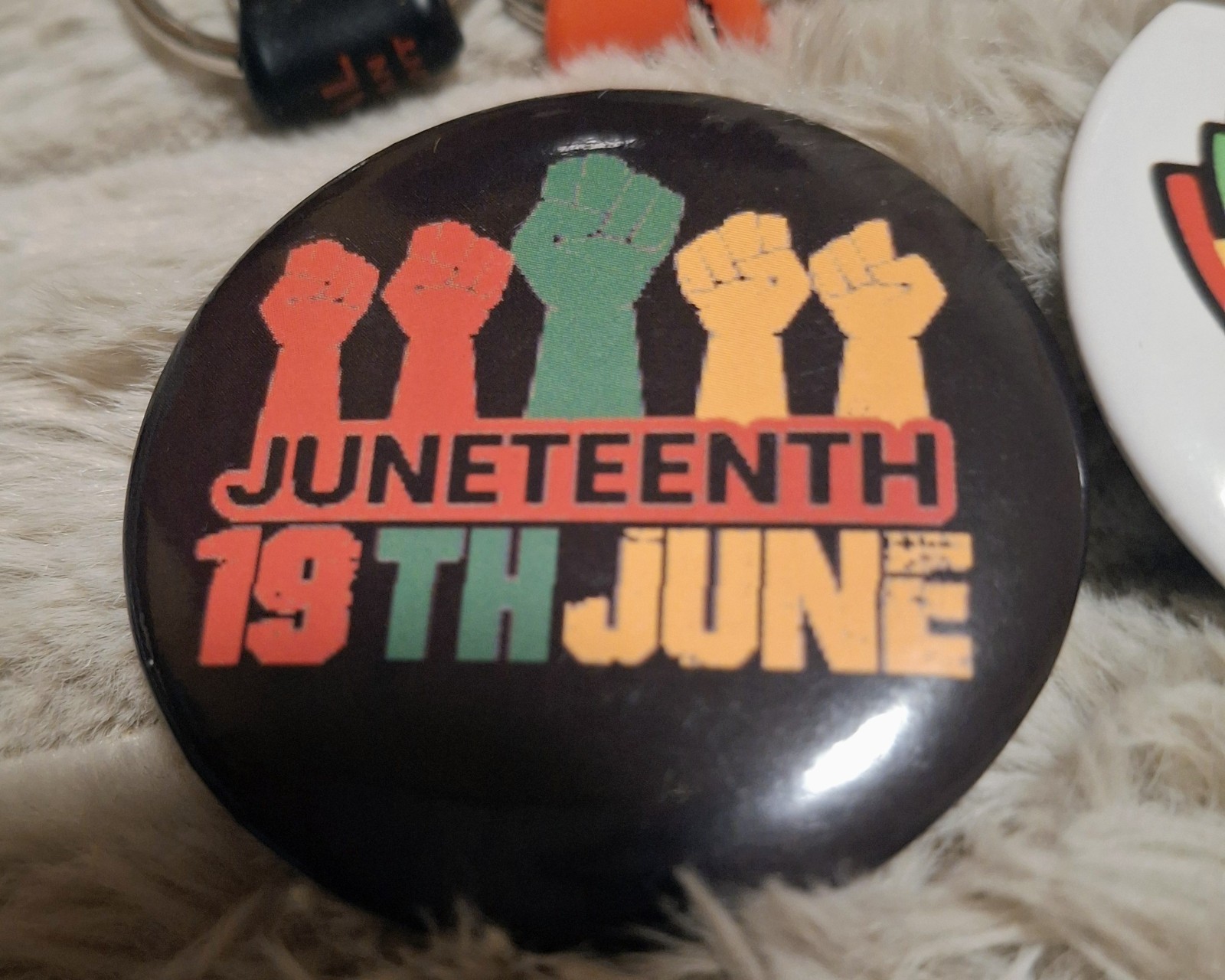 Juneteenth Celebration – Pins, Bracelet and Key Rings. 12 Items.