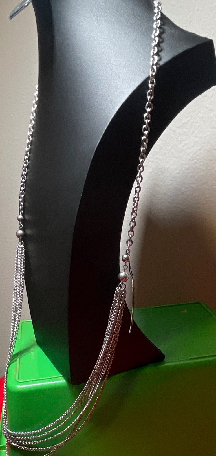 Avenue Silver Tone Layered Multi-Strand Cable Chain Necklace Lobster Adjustable