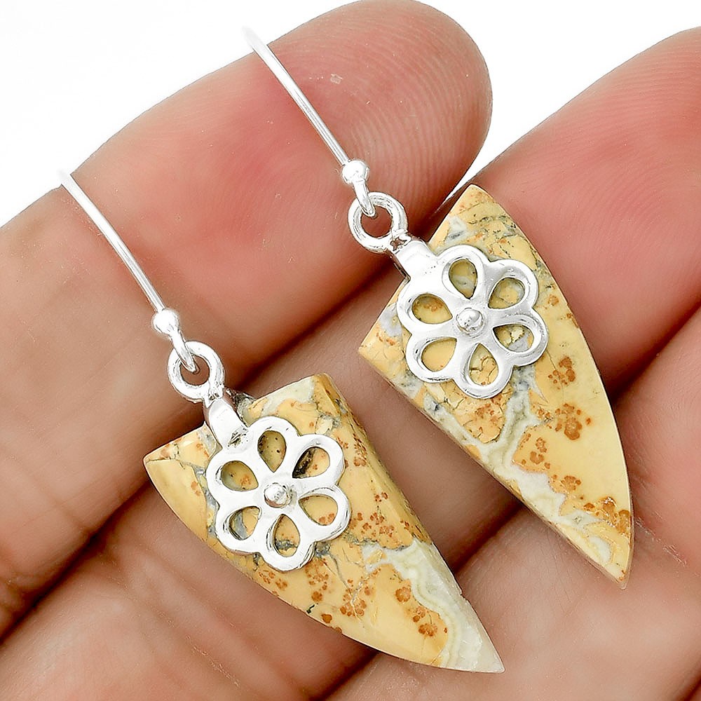 Natural Maligano Jasper – Indonesia 925 Sterling Silver Earrings Jewelry E-1137