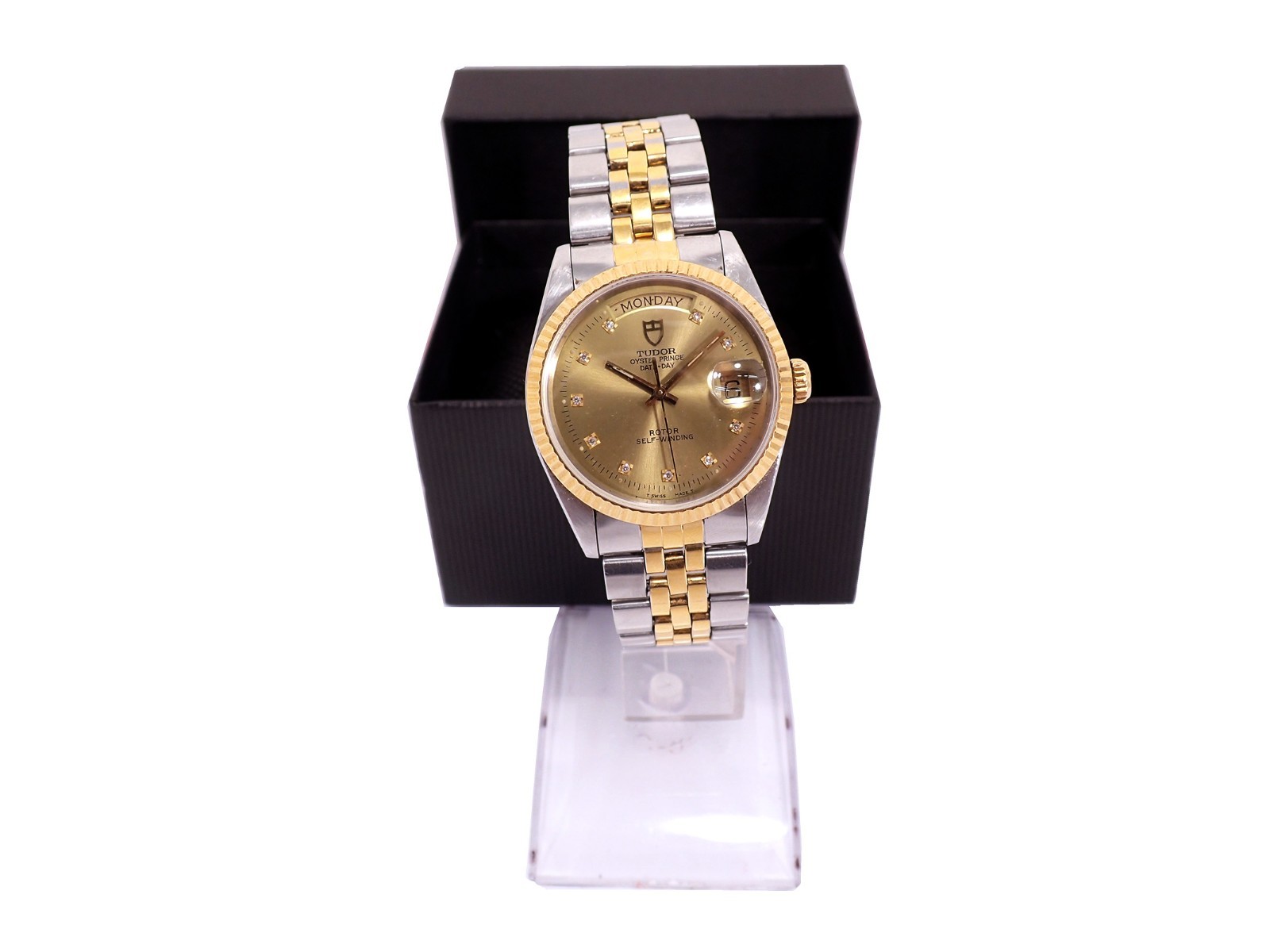 TUDOR Oyster Prince Date + Day Rotor Automatic DayDate Watch Gold Dial 76213