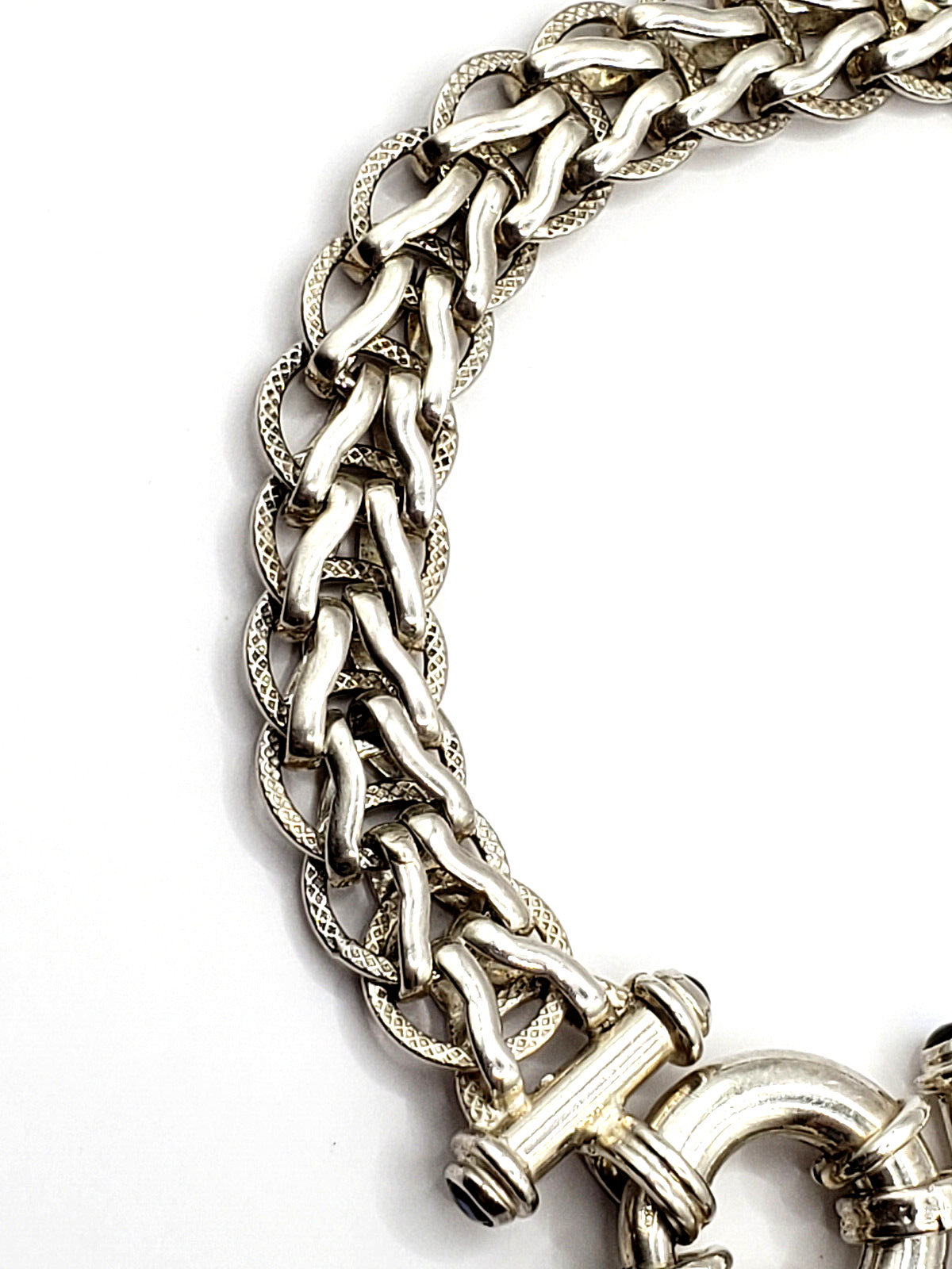 Foxtail Chunky Link Bracelet with Blue Spinel 925 Sterling Silver