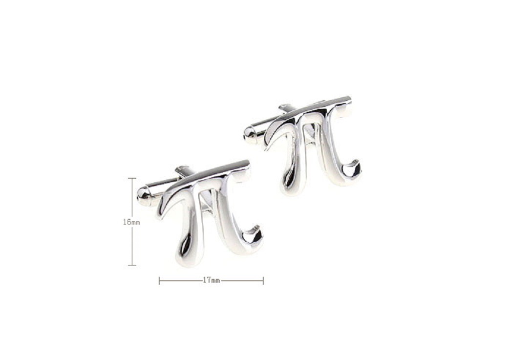 Pi Pair Cufflinks Silver 3.1415 Math Wedding Fancy Gift Box & Polishing Cloth