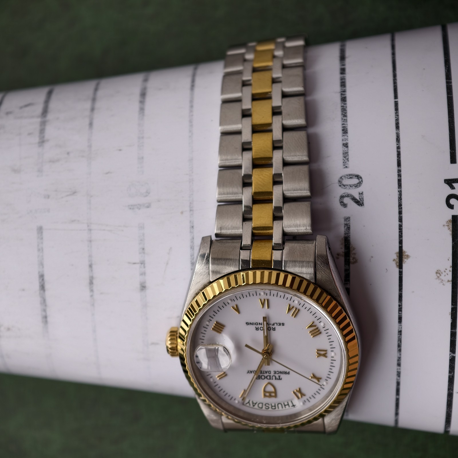 Tudor White Dial Prince 76213 Date Men’sWatch Automatic 36mm Gilding Roman Scale