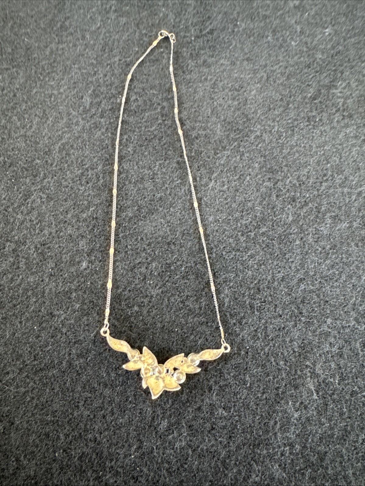 Vintage 925 Silver Necklace Art Deco Style, Marked 925 & MO. 9.4g