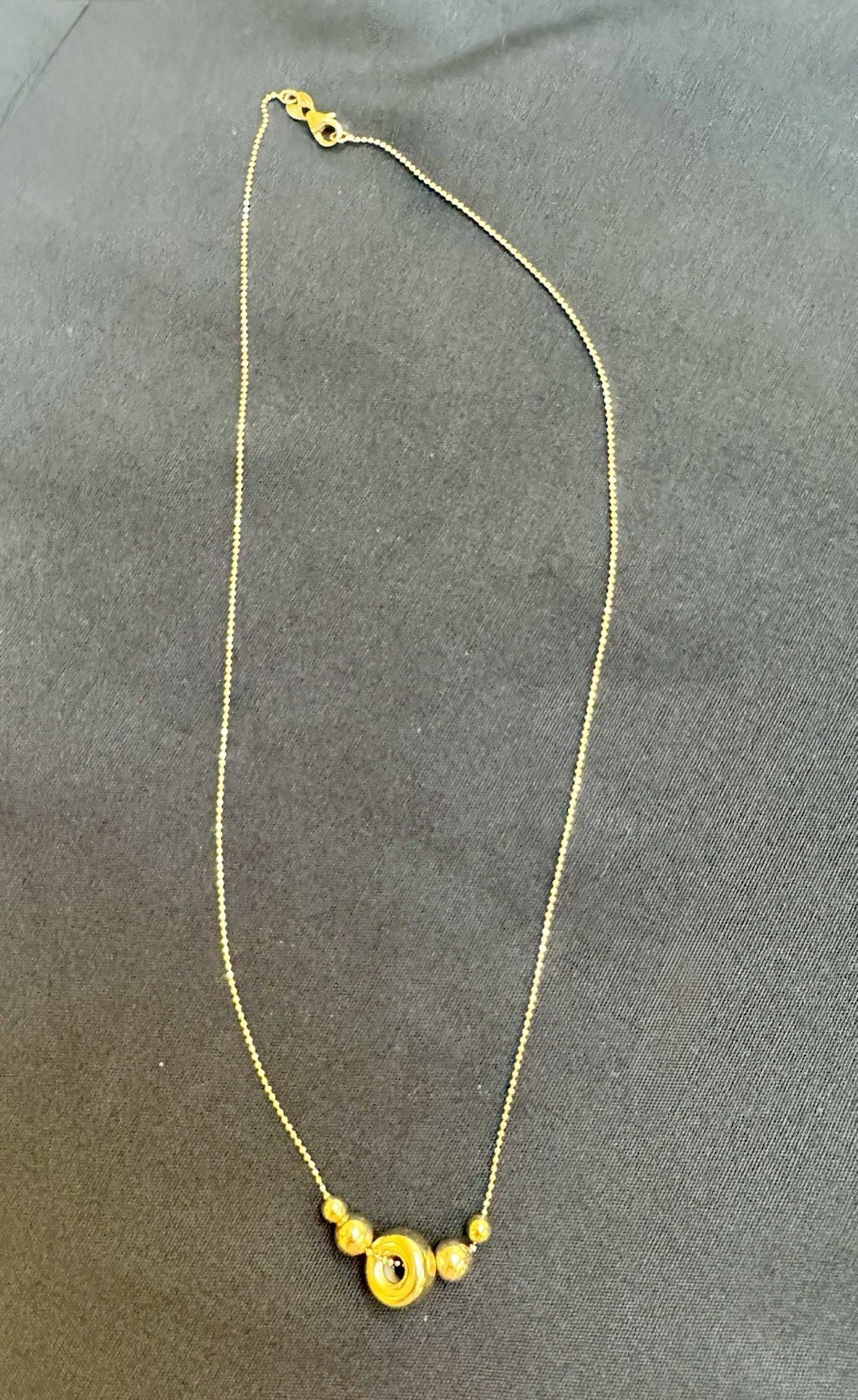 Vintage EternaGold 14K Yellow Gold Bead Pendant Necklace 18” Italy EG 585 3g