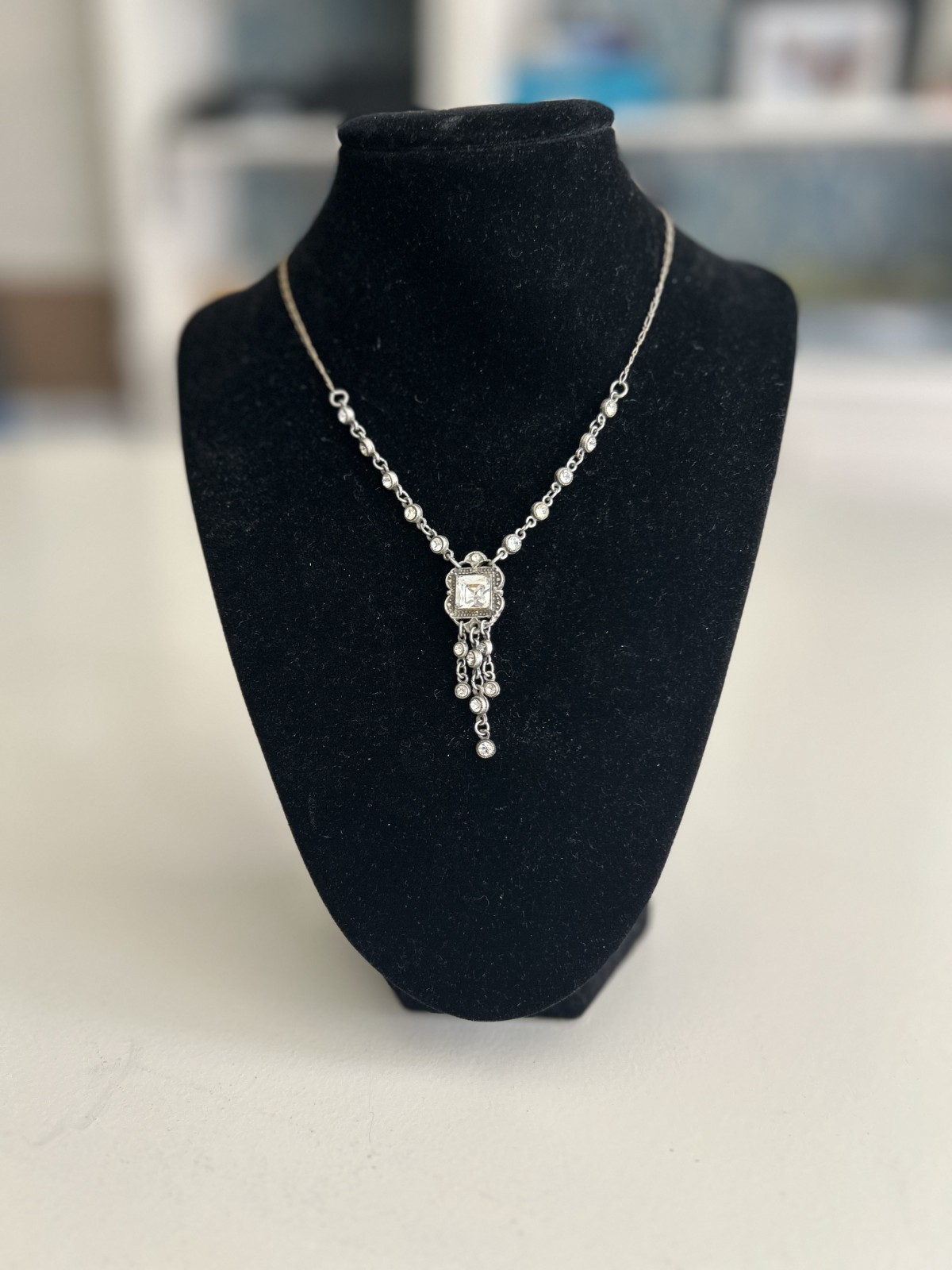 Anne Koplik Designs Silver Tone Rhinestone Necklace 18”