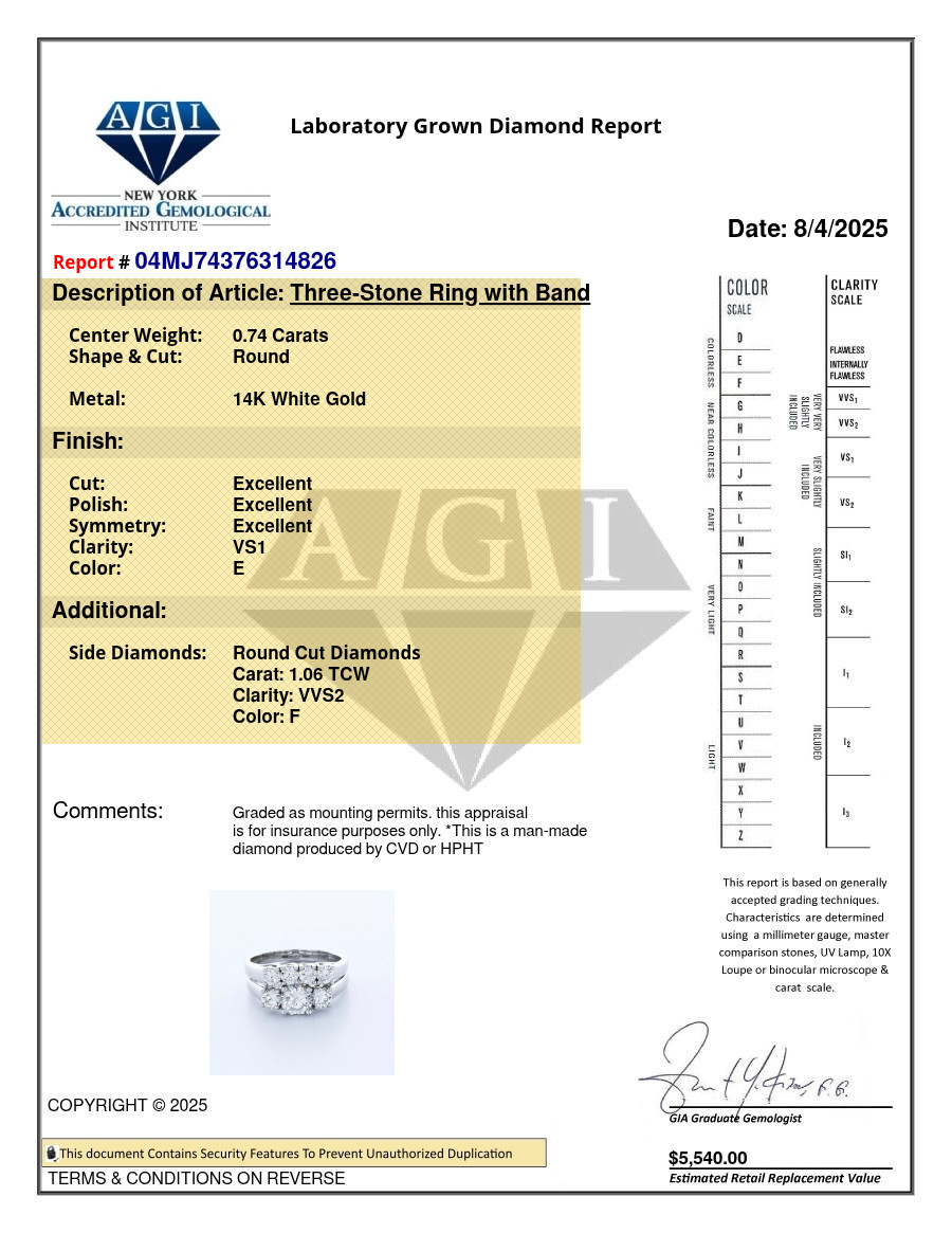 14K Gold Engagement Ring Set Trellis 1.80 Carat Round Lab-Grown Diamond E VS1