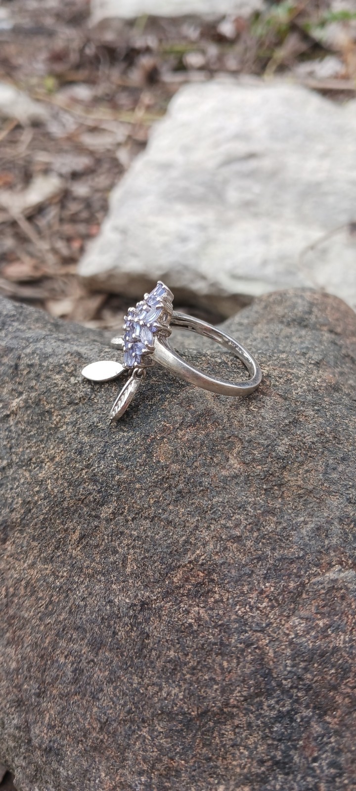 Tanazanite Dream Catcher Ring SZ8. In Rhodium Over Sterling Silver 1.90ctw