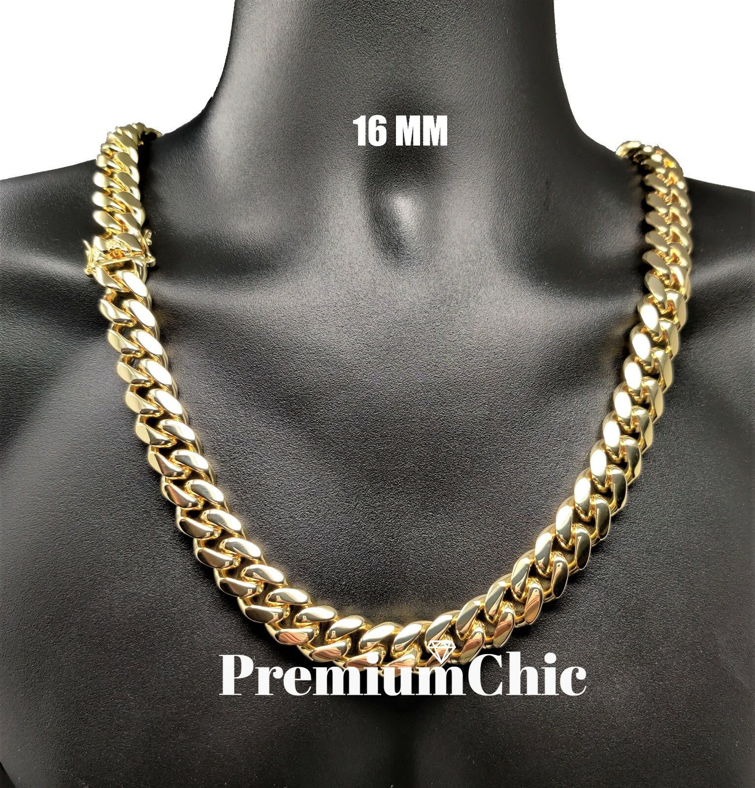 COMBO SET Mens Miami Cuban Link Bracelet & Necklace Gold Plated Stainless Steel