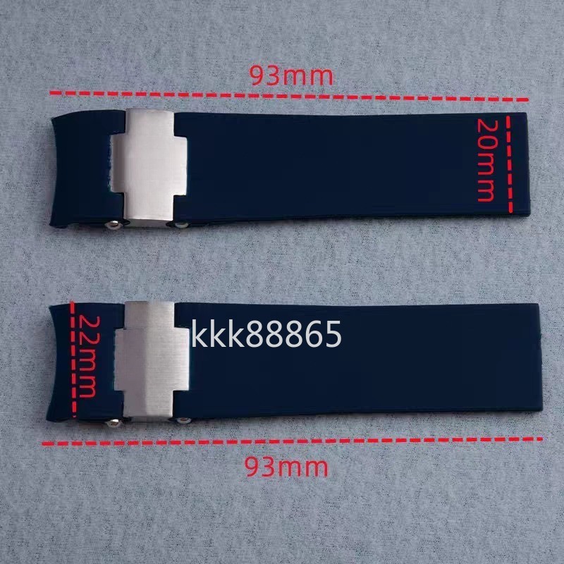22mm Rubber Watch Band Strap Fits Ulysse Nardin Maxi Marine / Diver Black Blue