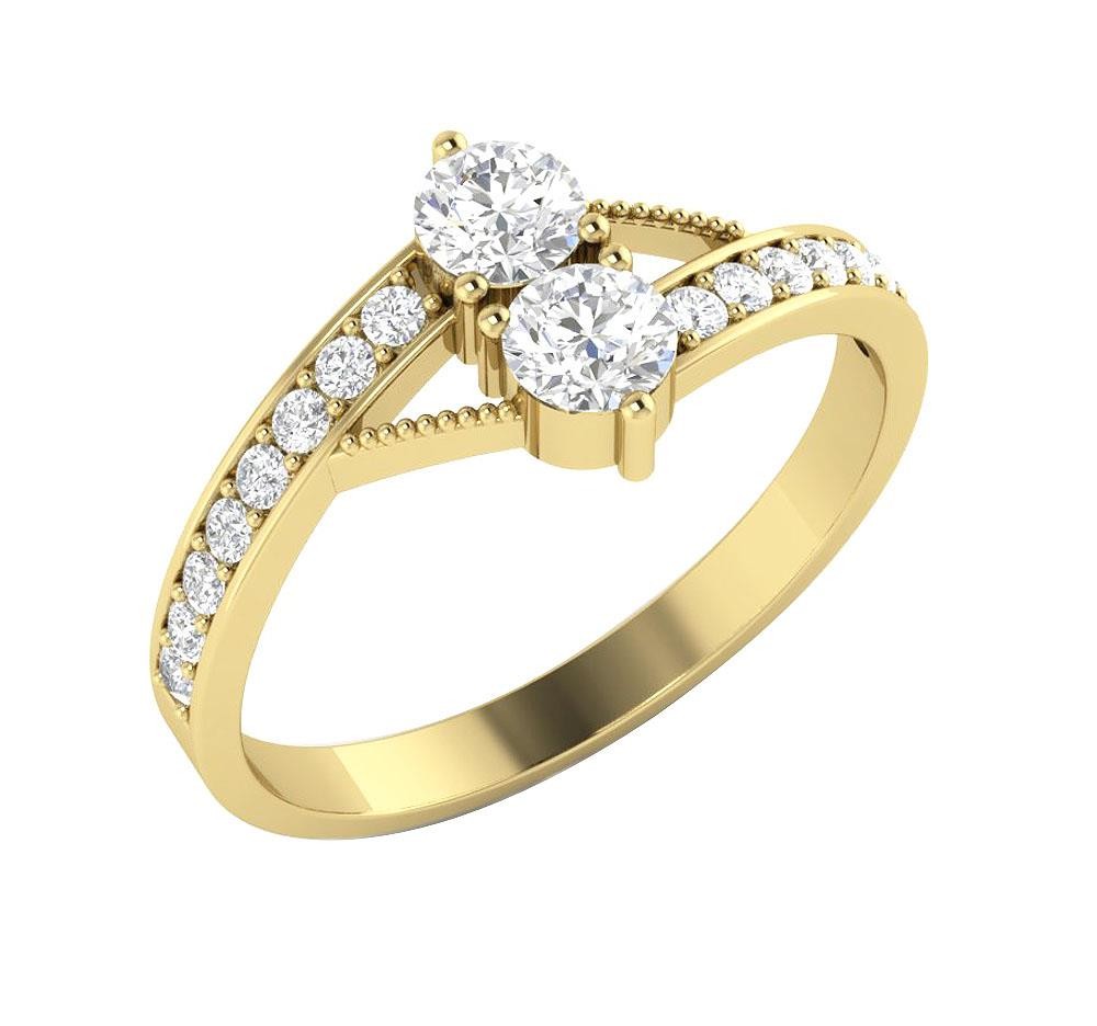 Lab Grown Forever Us Two Stone Diamond Solitaire Ring VS F 0.80Ct 14K White Gold