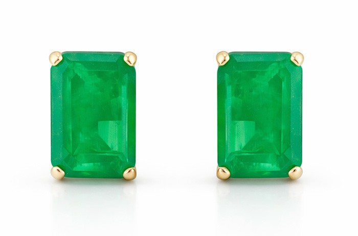 GENUINE 2.14 Cts EMERALD STUD EARRING 14k GOLD – Free Certificate Appraisal