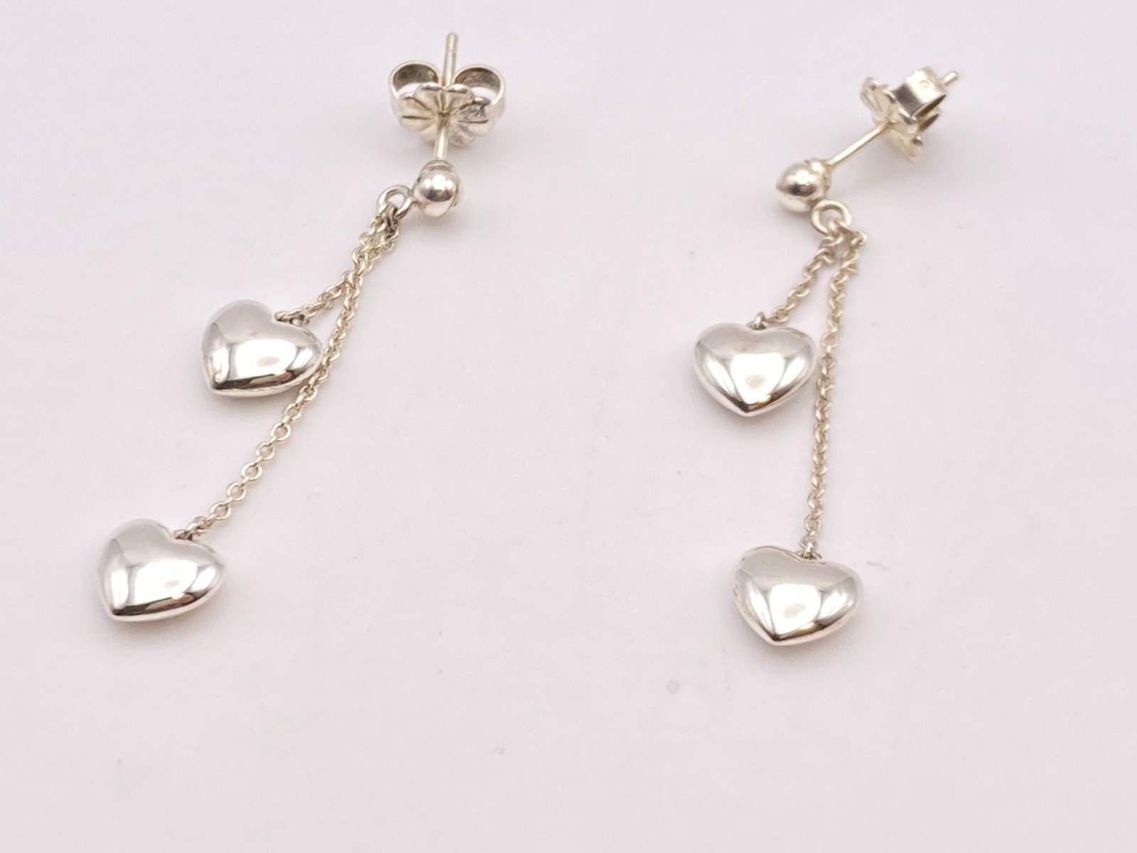 Tiffany & Co. Double Heart Drop Dangle Earrings 3.9g