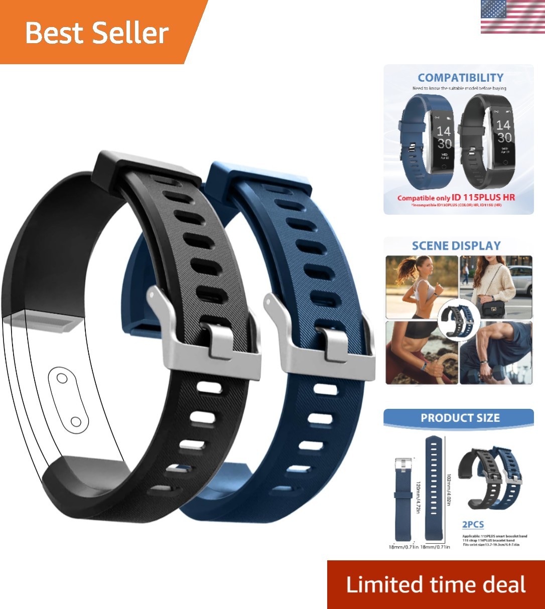 Watch Bands Compatible with ID115 Plus HR Fitness Tracker, Replacement Veryfi…
