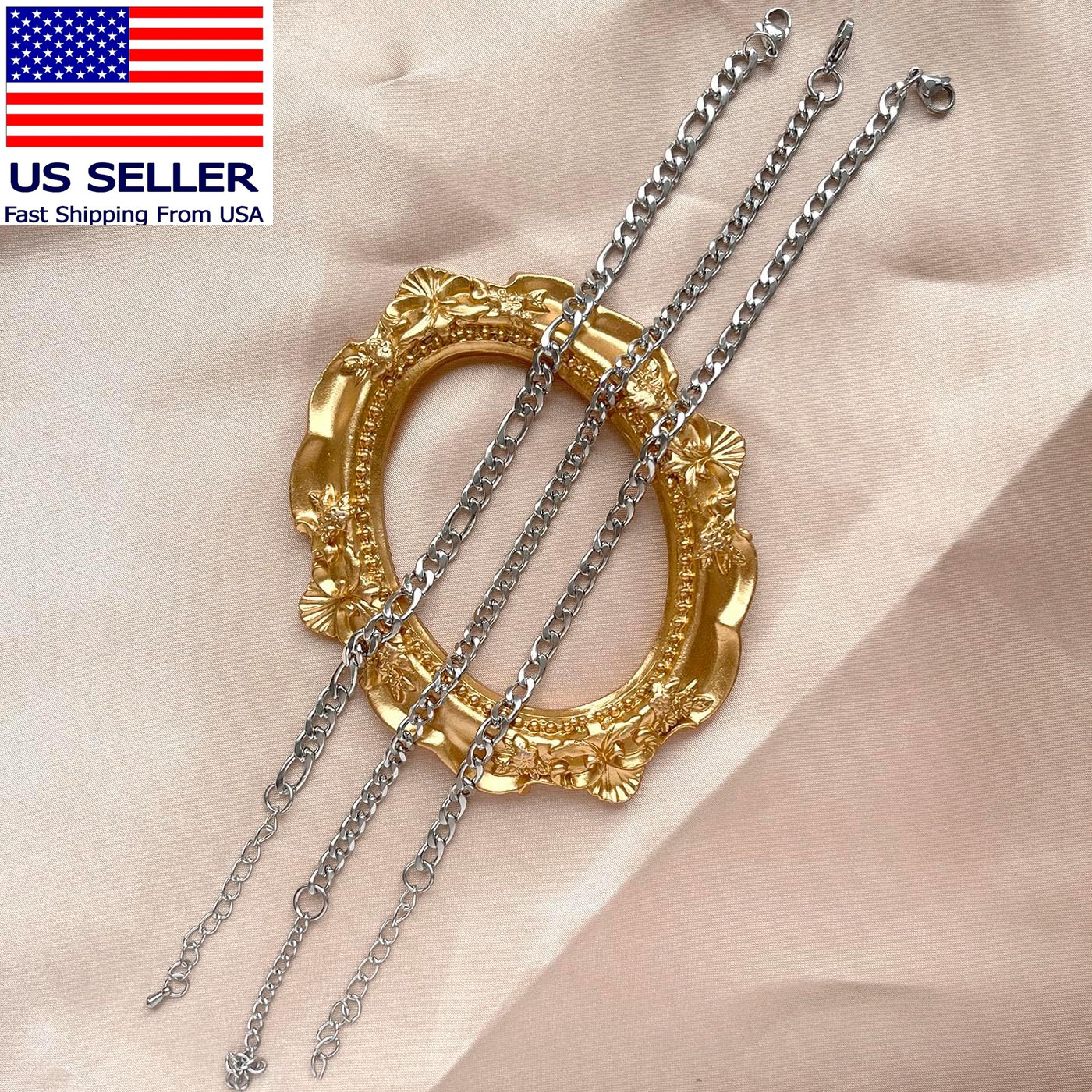 Silver Ankle Bracelets for Women Waterproof Stainless Steel Anklet Adjustable La
