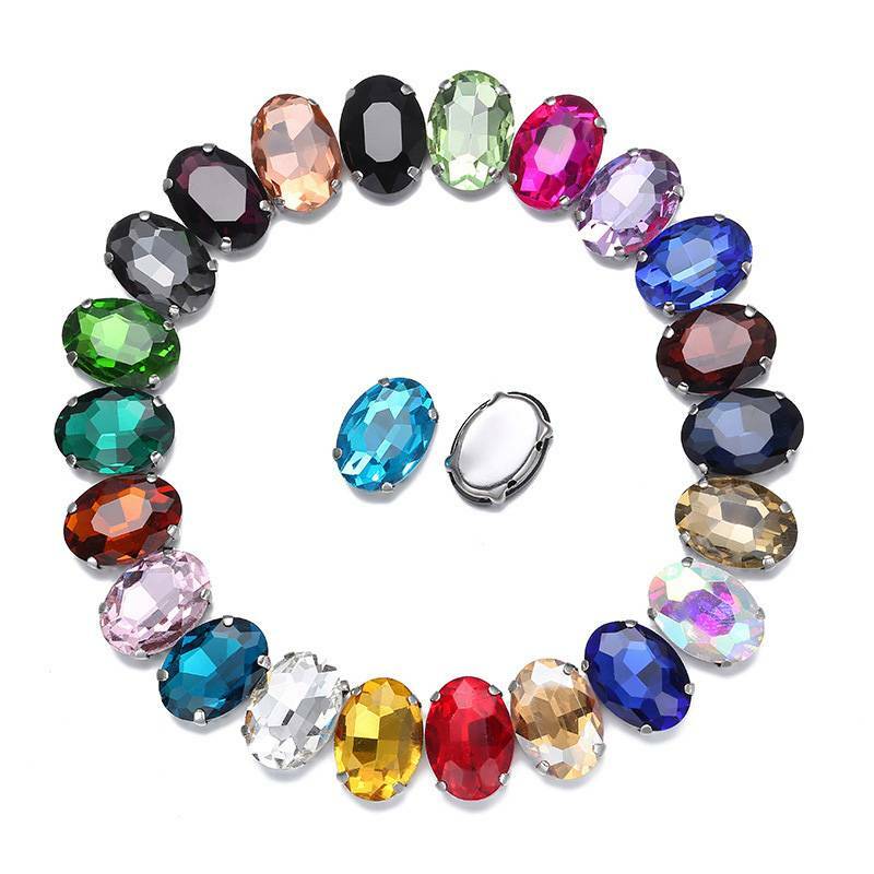 10pcs Sew On Oval Glass Crystal Rhinestones Flat Back Claw Cup Crafts Beads lot