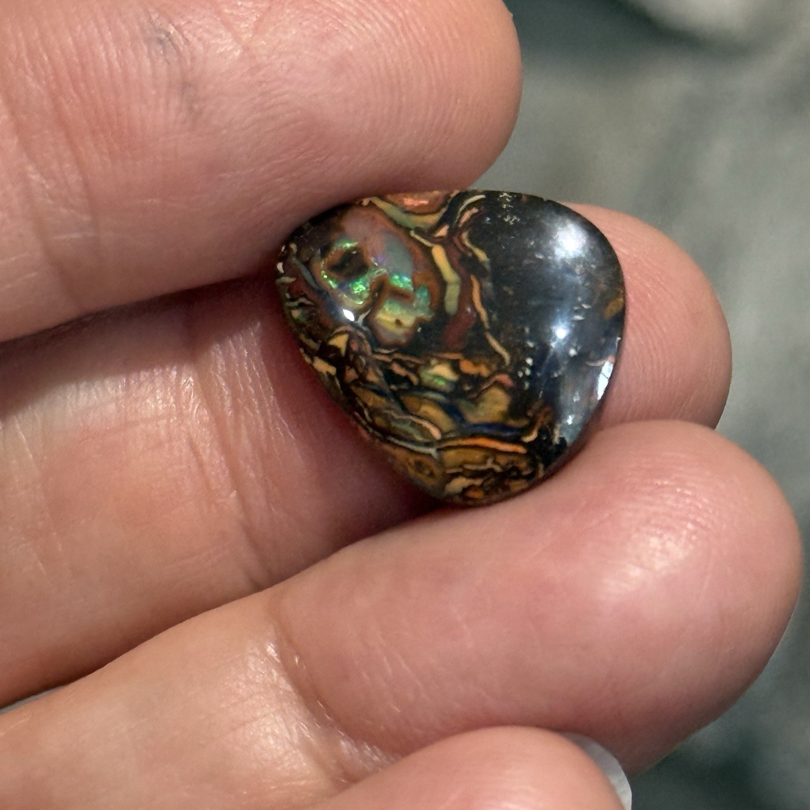 9.7ct 17x15x4.3mm Colorful Australian Koroit Boulder Opal Drop Cabochon Gem