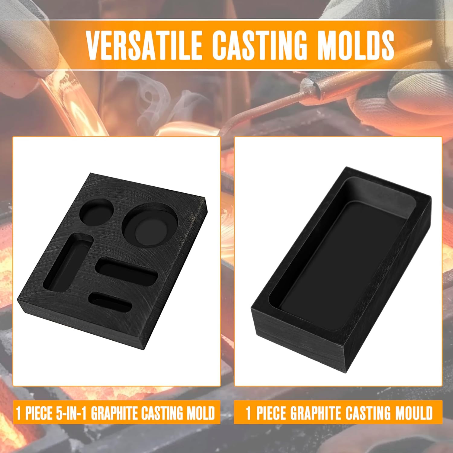 8 Pcs Crucible Kit, Graphite Torch Melting Casting Kit- Gold Melting Kit- Metal
