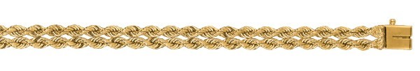 14k Yellow Gold 7″ Solid Two Strand Multi Line Rope Bracelet 3MM 3.8 grams