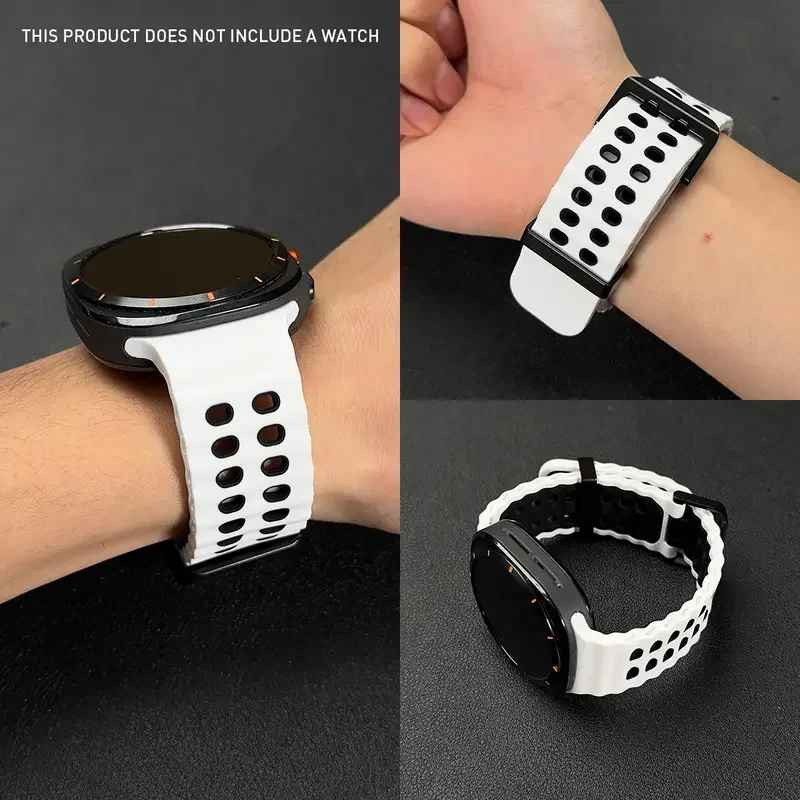 Marine Band For Samsung Galaxy Watch Ultra 47mm Strap TwoColor Silicone Sport
