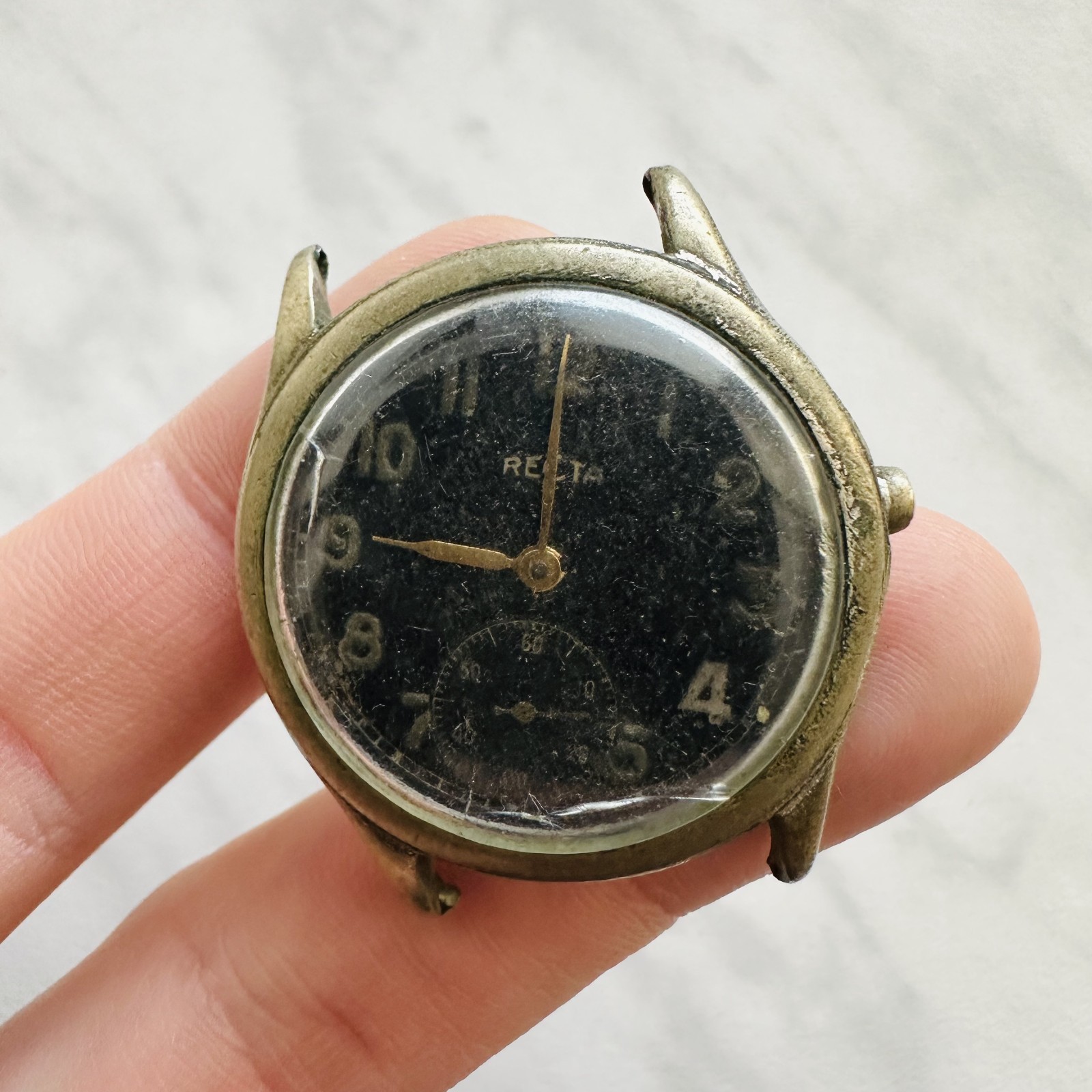WWII RECTA no DH Military REPAIR vtg Swiss Watch ww2 40’s Mechanical Luftwaffe