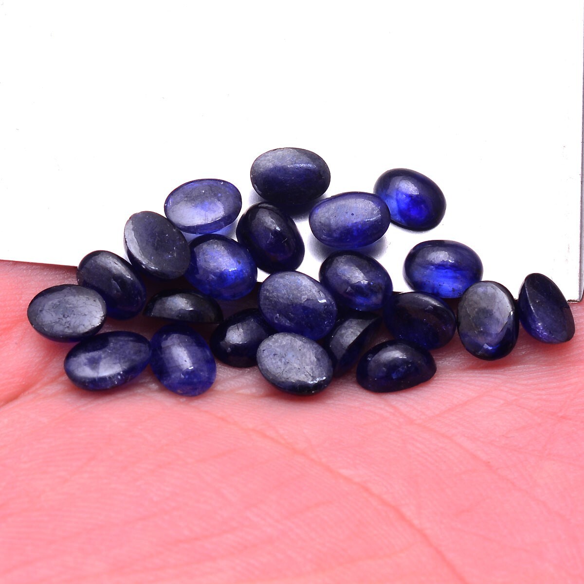 23 Pcs Natural Blue Sapphire Oval Cabochon 6.40mm-7.90mm Gemstones Wholesale Lot