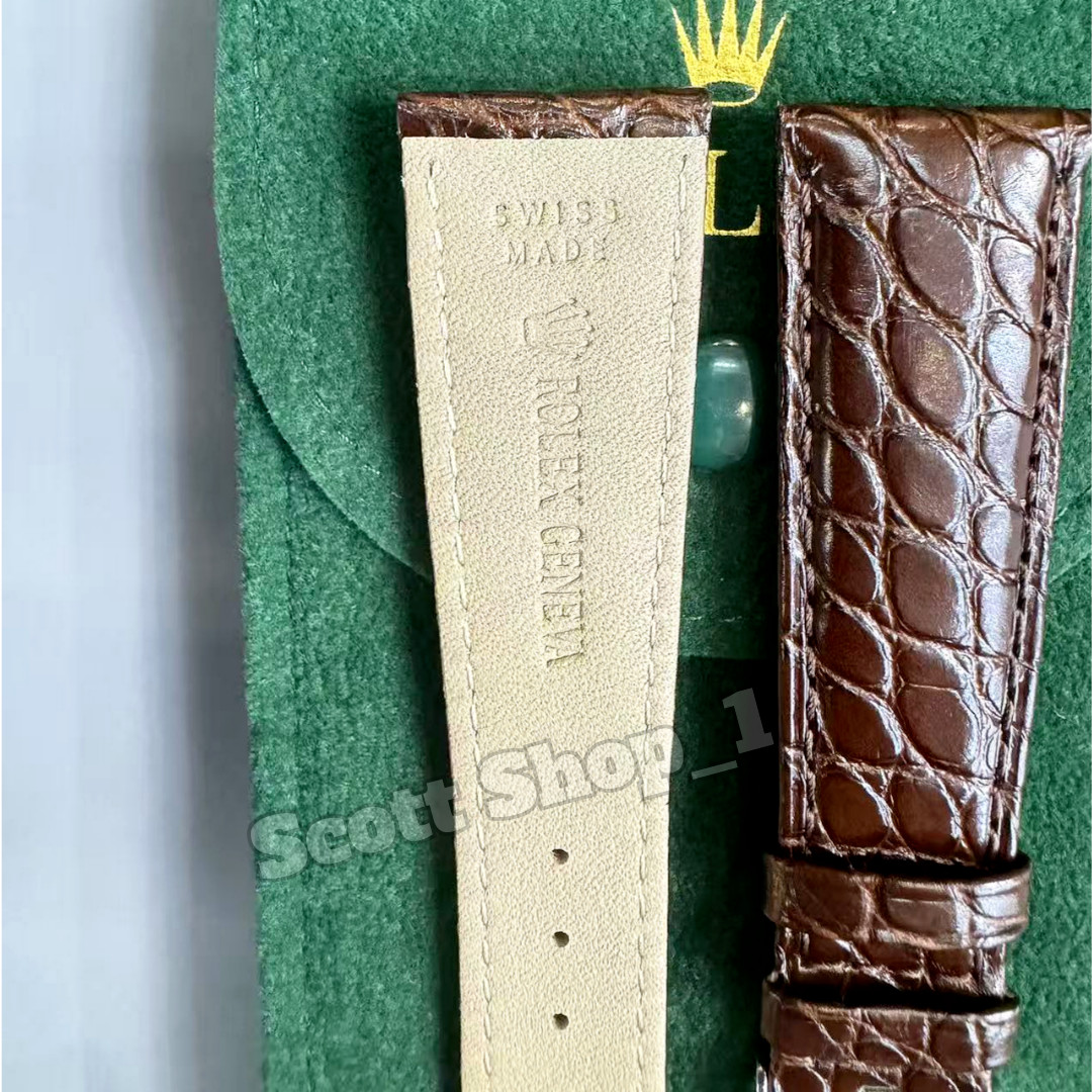 ROLEX Light Brown Crocodile Leather Watch Strap 20-16mm Silver Buckle NOS