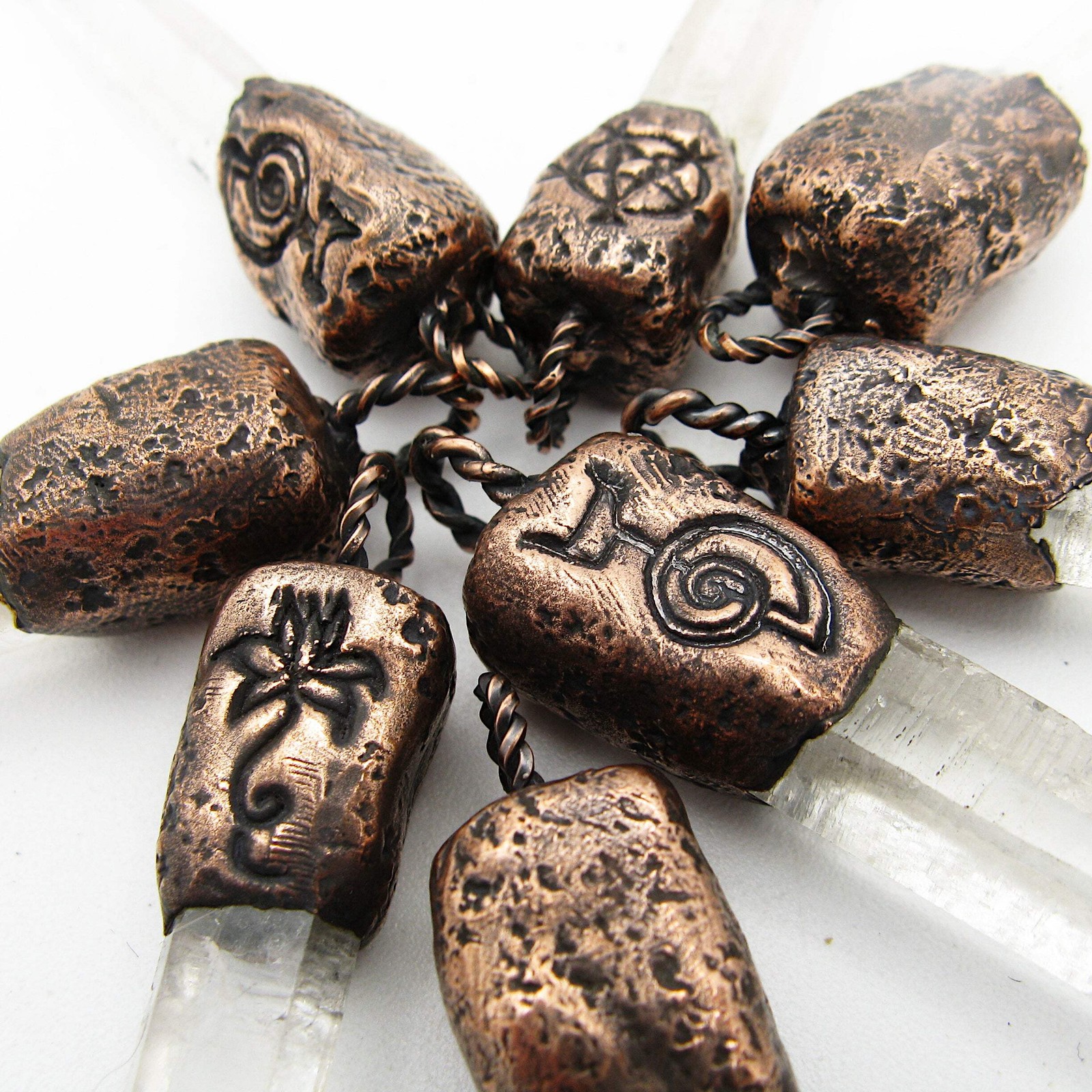 Copper Quartz Point Pendant ONLY No Chain – Mystical Symbol Handmade Jewelry