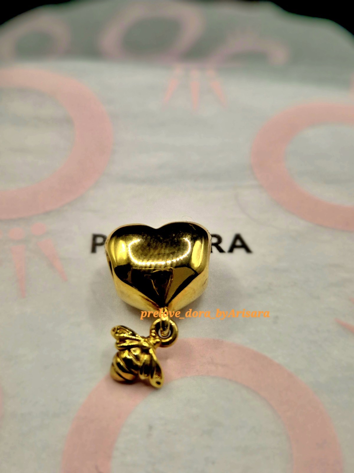 Genuine Pandora Shine Glod Heart Dangle Charm