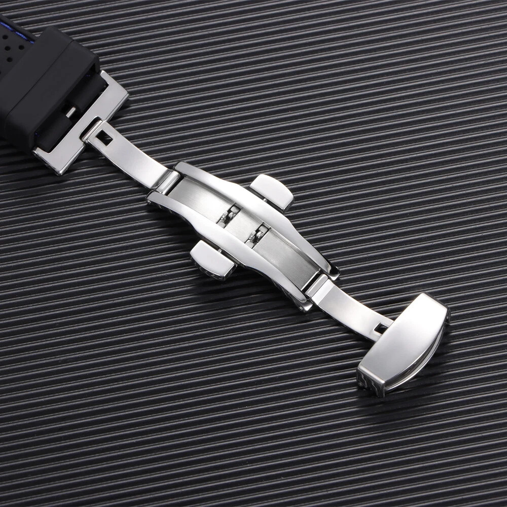 Silicone Breathable Sport Watch Band Strap 20mm 22mm Butterfly Clasp Bracelet