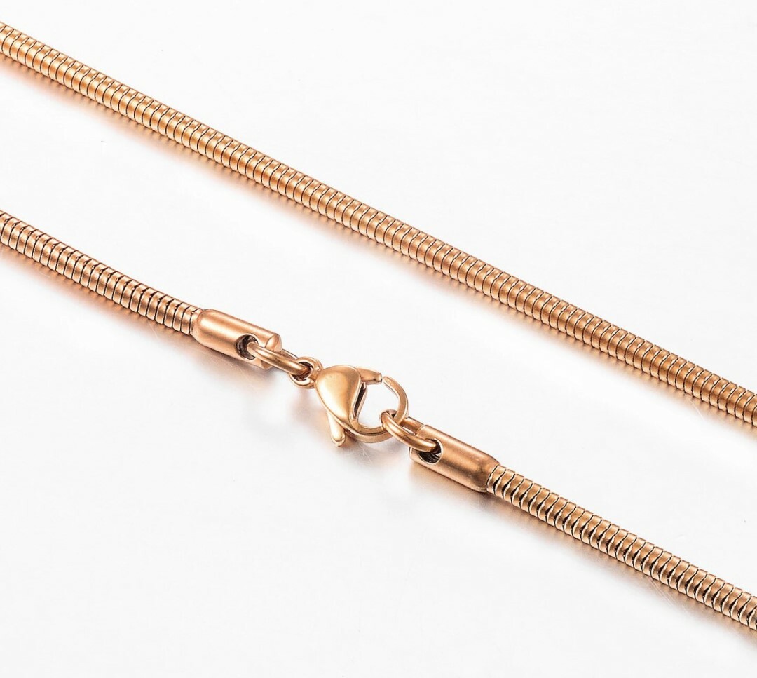Rose Gold 60 cm (23.6 in) 1 mm STAINLESS STEEL SNAKE CHAIN with lobster clasp