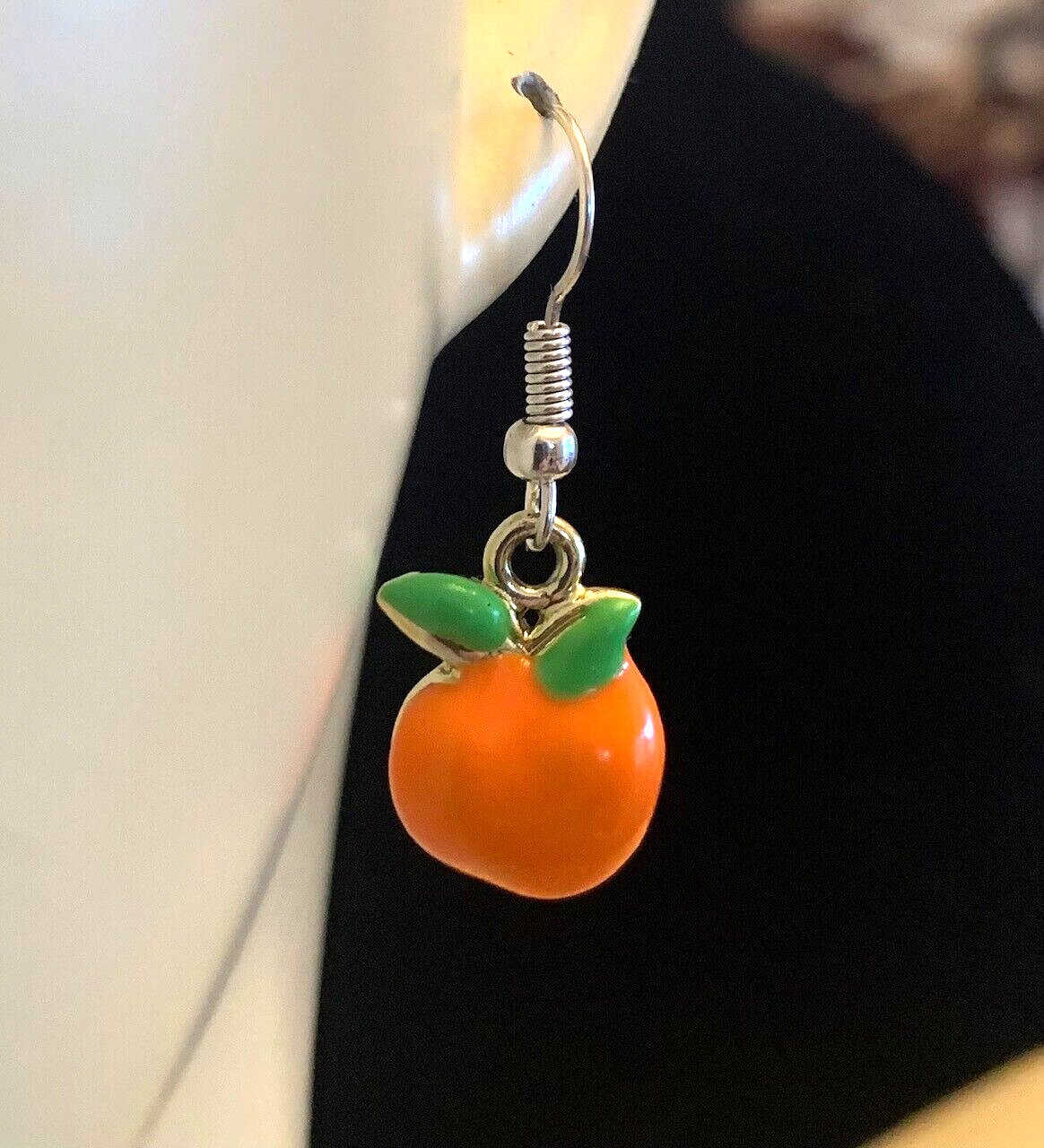 Florida Orange Citrus Fruit Drop Dangle Food Festival Earrings Jewelry 1 1/4″
