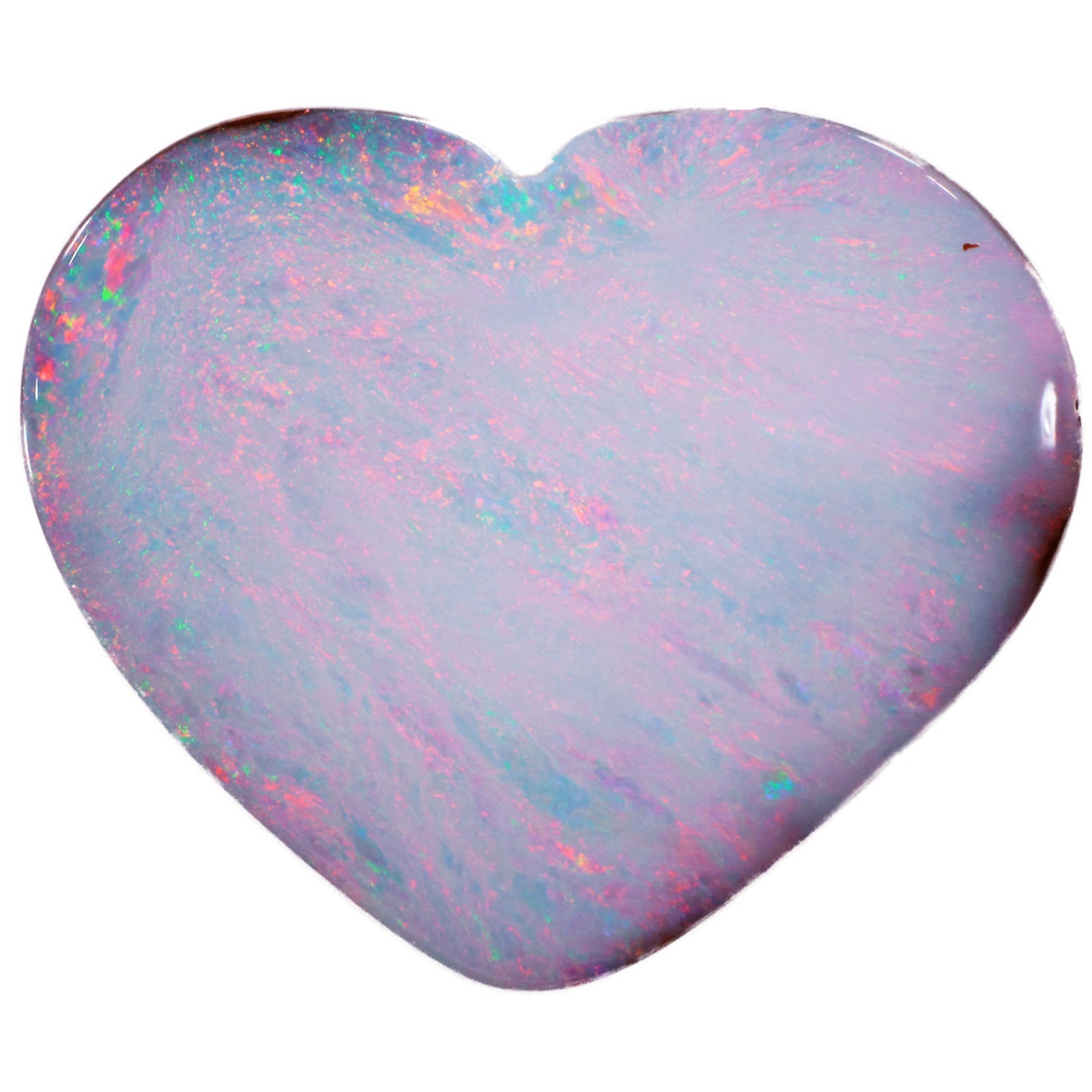 Boulder Opal Heart 14.75ct Pink Green Blue Fire October Birthstone
