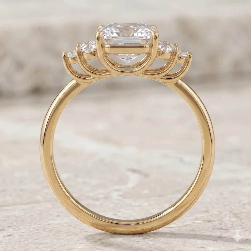 IGI 2.50Ct Emerald VS1 Lab Grown Diamond Engagement Promise Ring 14K Yellow Gold